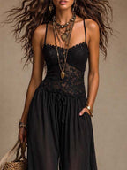 Laia™ │ Flowing Lace Halter Jumpsuit
