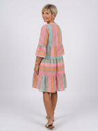 Maelle | Geometric Print V Neck Tiered Knee Length Dress
