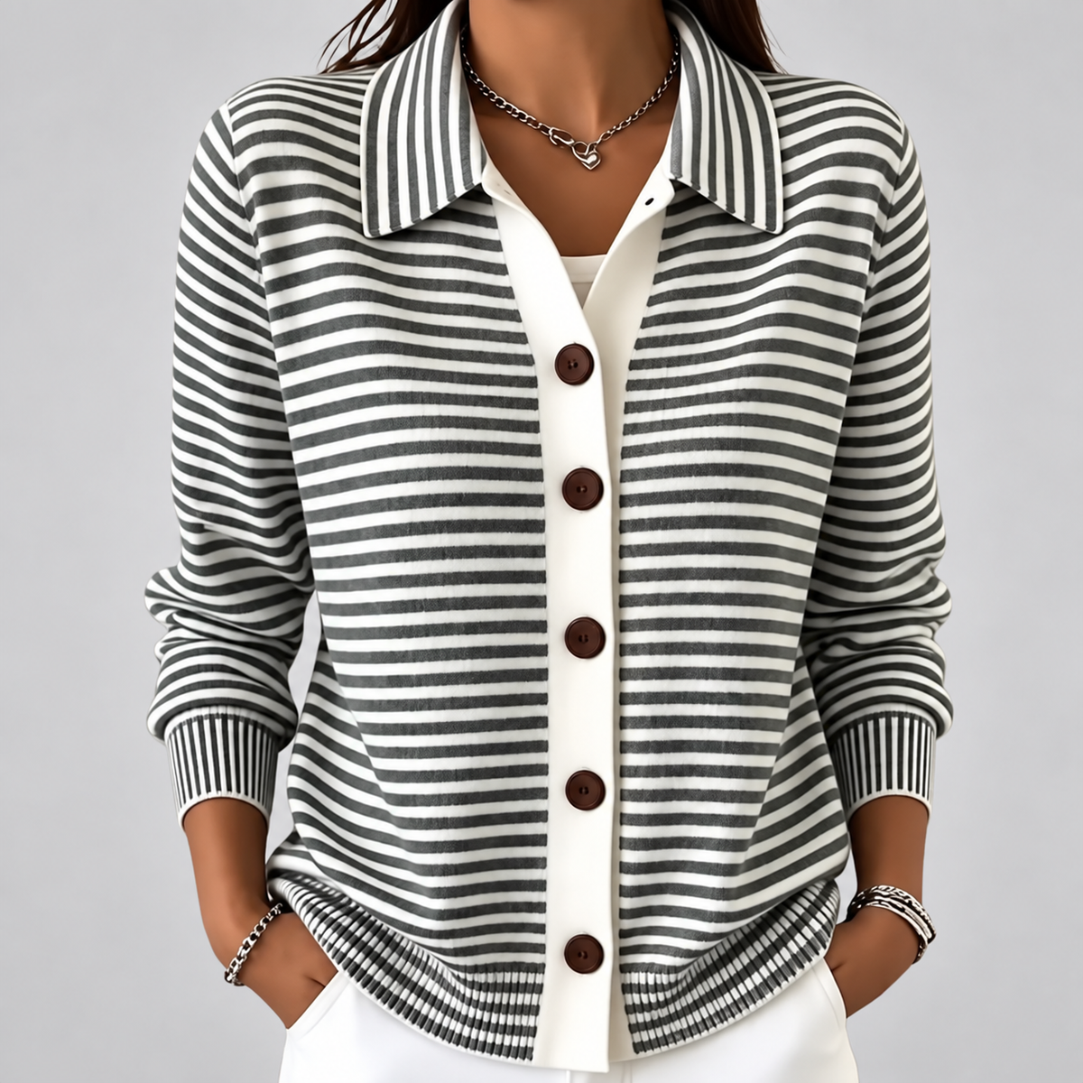 Nola™ Striped Button Cardigan