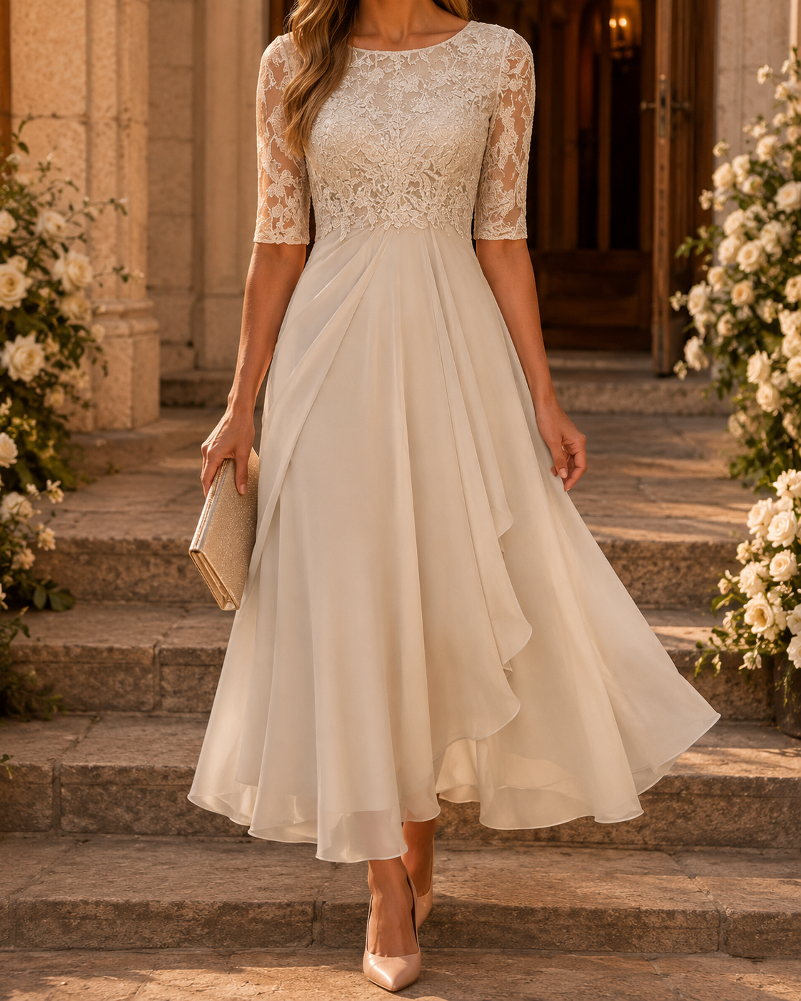 Rose | Lace Midi Dress