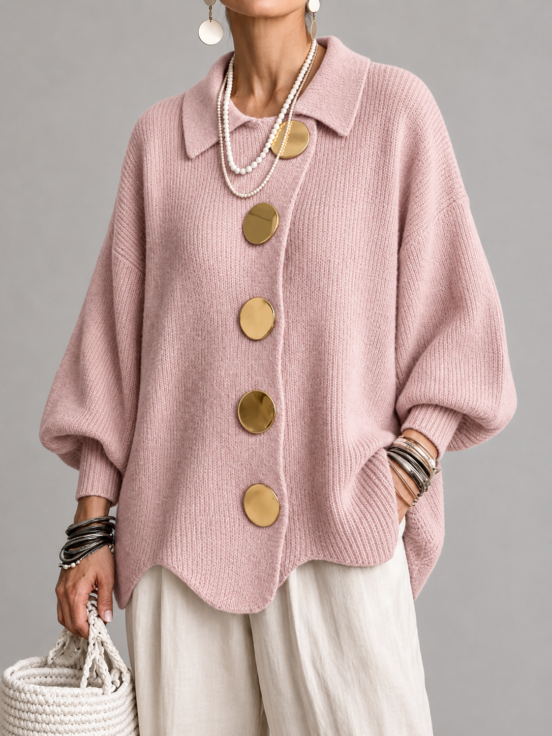 Iolanthe | Collared Cardigan With Metal Buttons